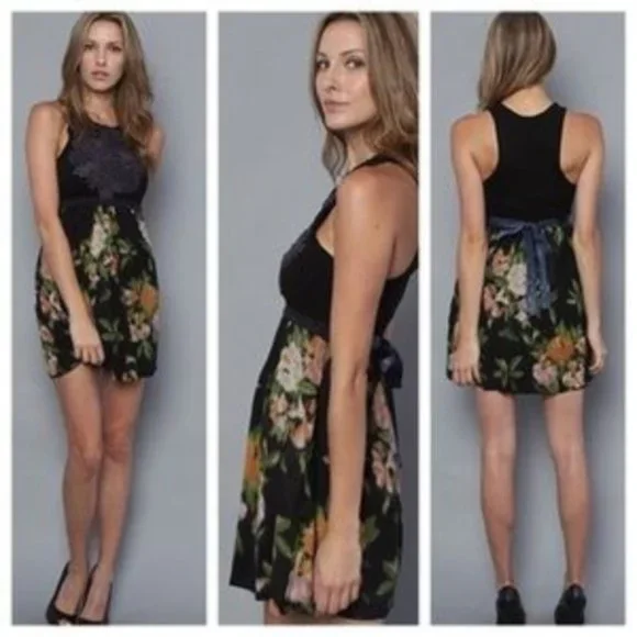 free people beaded floral dress Free People Beaded Tassel Floral Fit And Flare Mini Dress Size 2